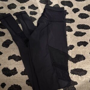 Black Leggings with Mesh Panels